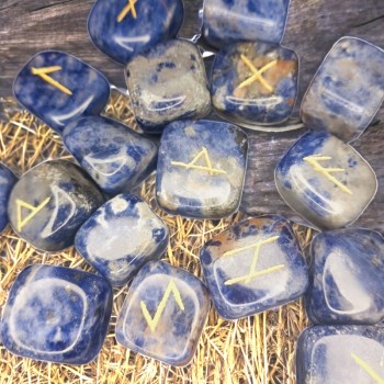 Runes divinatoires - Runes futhark - Runes en pierre - Sodalite - Outils de divination - La Malle Aux Sorcières 2