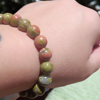 Bracelet Unakite en perles naturelles 8 mm pour harmonie émotionnelle