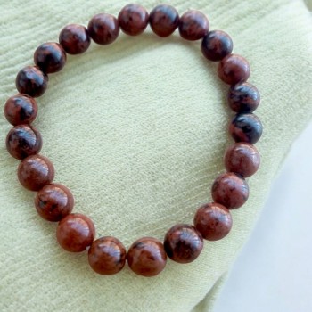 Bracelet Obsidienne Acajou perles 8 mm protection et stabilité 2