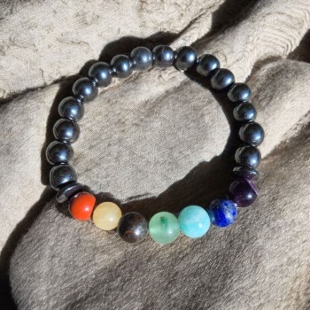 Bracelet en hématite - 7 chakras - Bracelet en pierre 2