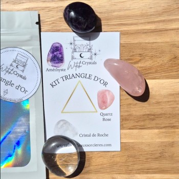 Kit Lithothérapie - Triangle d'Or - Lithothérapie débutant - Quart rose, Améthyste et Cristal de roche - Lithothérapie en ligne 2