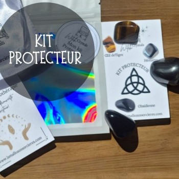 Kit Lithothérapie - Pierres de protection - Lithothérapie en ligne - Œil de Tigre - Hématite - Obsidienne