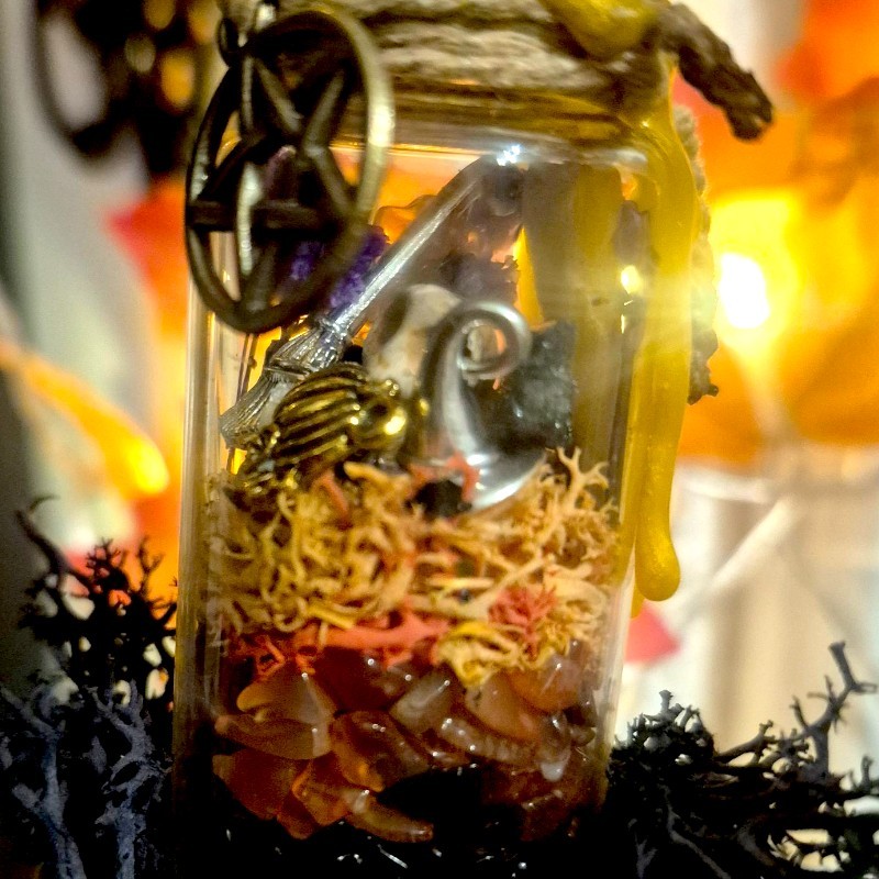 Fiole scellée à la cire - cristaux en fiole