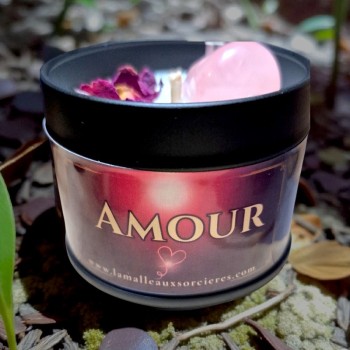 Bougie pour attirer l'amour - Bougie avec quartz rose
