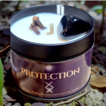 Bougie parfumée d'intention de protection à l'obsidienne noire
