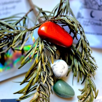 Jaspe rouge - aventurine - howlite - Kit de lithothérapie