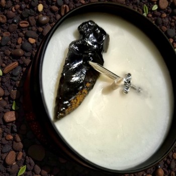 Bougie parfumée d'intention de coupure de lien à l'obsidienne noire
