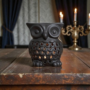 brûleur chouette noir en céramique pour fondants parfumés