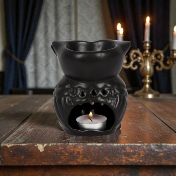 brûleur chouette noir en céramique pour fondants parfumés 2
