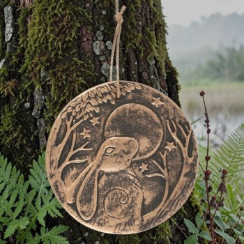 Plaque Lièvre & Lune Terre Cuite | Ésotérisme | La Malle Aux Sorcières