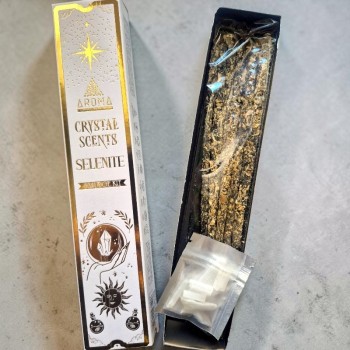 Encens avec des cristaux de Sélénite - Encens naturel - boutique ésotérique La Malle aux Sorcières -Encens en ligne