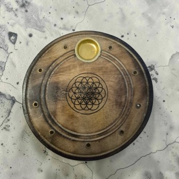 Porte-Encens Fleur de Vie en Bois - Bâtons & Cônes | La Malle aux Sorcières